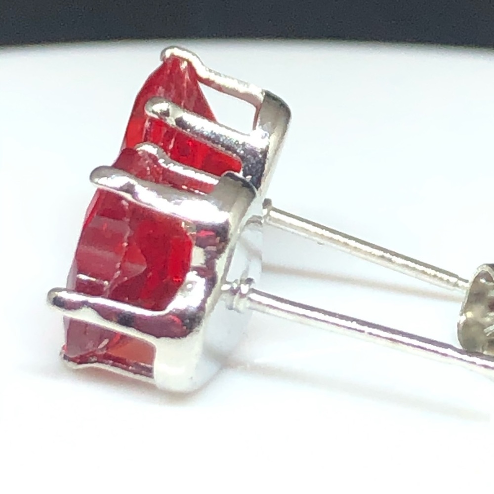 925 Lab Grown Ruby Heart Studs - image 4